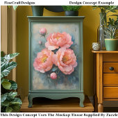 ソフトコーラルピンク牡丹開花&芽CR2デコページ 薄葉紙