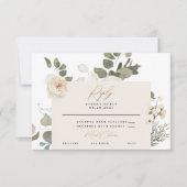 ソフトコーラルホワイトフローラ植物緑 出欠カード (正面)