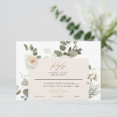 ソフトコーラルホワイトフローラ植物緑 出欠カード (スタンド正面)