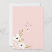 ソフトコーラルホワイトラグジュアリー金ゴールド結婚フローラ 招待状 (裏面)