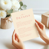 ソフトコーラルモダンミニマル結婚リストの詳細カード 招待状
