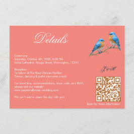 ソフトコーラルラブバードロマンチック結婚ブルーバード エンクロージャーカード