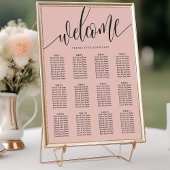 ソフトコーラル結婚ミニマル座席表 ポスター