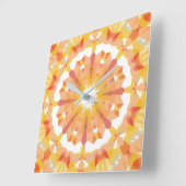 ソフトゴールデンイエローパステルピンクスターエクレクティックファンキー スクエア壁時計 (傾斜)