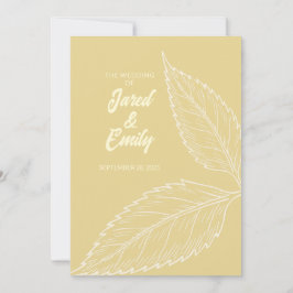 ソフトゴールドのウェディング フラット グリーティング カード