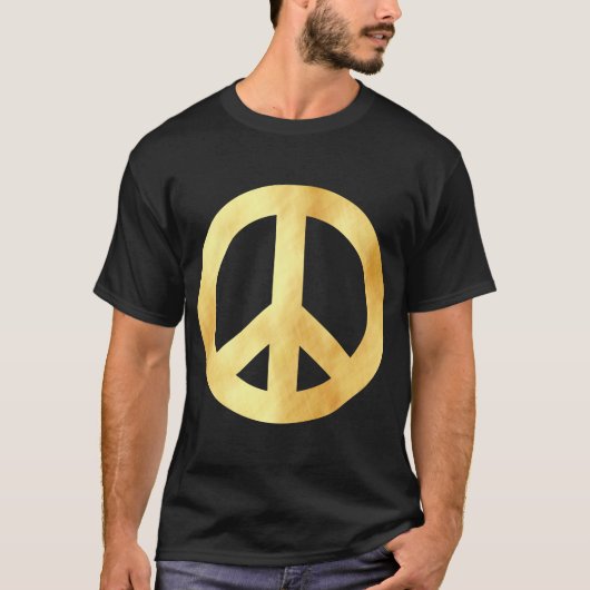 ソフトゴールドのピースシンボル Tシャツ (正面)