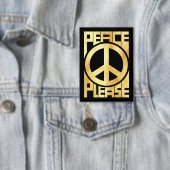 ソフトゴールドの文字で「Peace Please」 缶バッジ (インサイチュ)