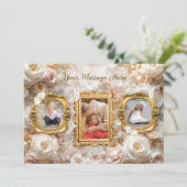 ソフトゴールド バロック フラワーフォトフレーム コラージュ シーズンカード (スタンド正面)