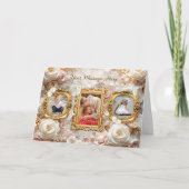 ソフトゴールド バロック フラワーフォトフレーム コラージュ シーズンカード (正面)