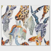 ソフトサファリ水色コラージュ ラッピングペーパー (フラット)