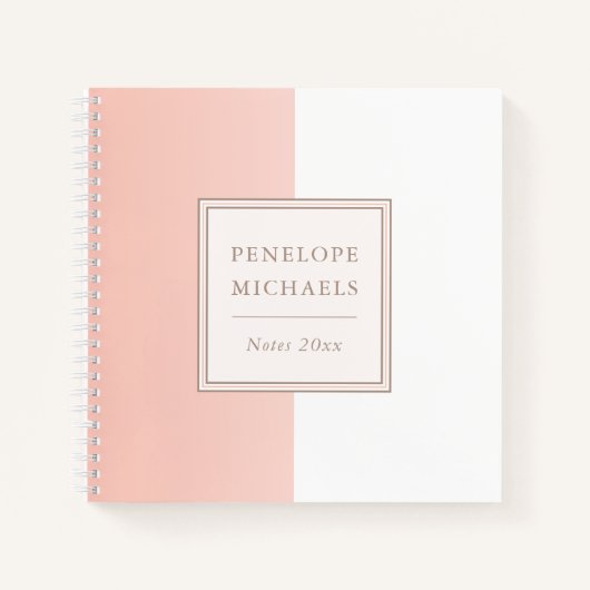 ソフトサンゴ及びホワイトカラーブロックノート ノートブック (正面)