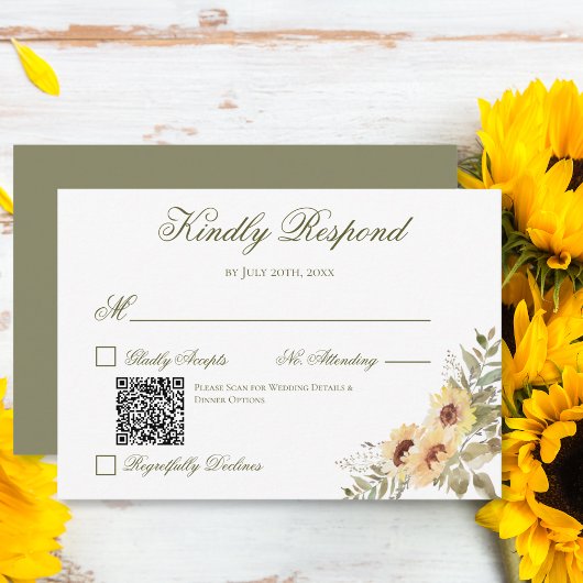 ソフトサンフラワーグリーン結婚のQRコード 出欠カード