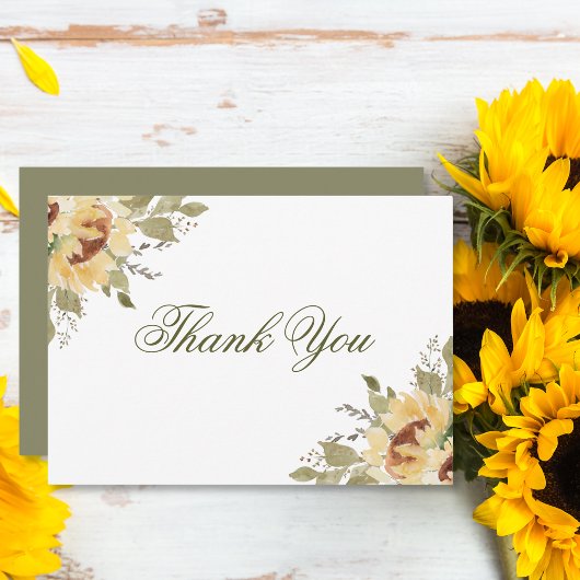 ソフトサンフラワーグリーン結婚ズ サンキューカード