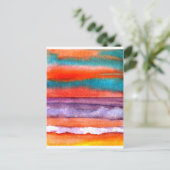 ソフトサン遊ビーチサンセット海波芸術 ポストカード (スタンド正面)