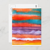 ソフトサン遊ビーチサンセット海波芸術 ポストカード (正面/裏面)