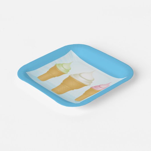 ソフトサーブアイスクリームコーンおもしろいサマーデザート ペーパープレート (傾斜あり)