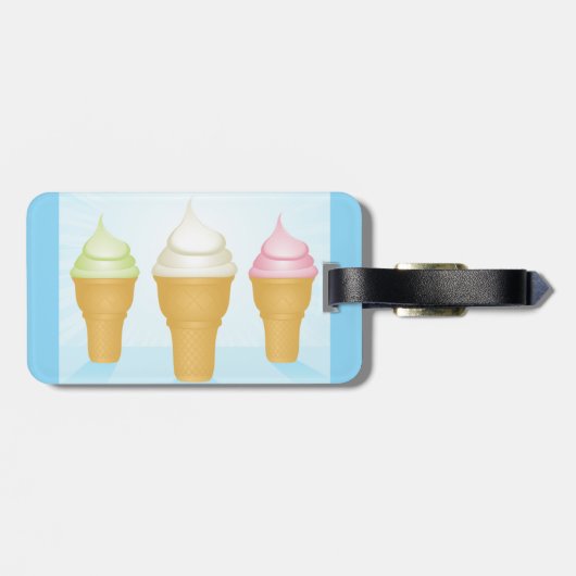 ソフトサーブアイスクリームコーンおもしろいサマーデザート ラゲッジタグ (裏面横)