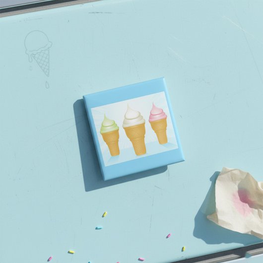 ソフトサーブアイスクリームコーンおもしろいサマーデザート 缶バッジ