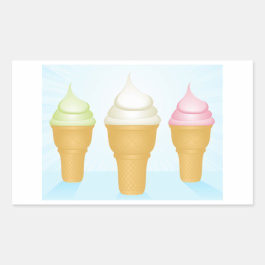 ソフトサーブアイスクリームコーンおもしろいサマーデザート 長方形シール (正面)