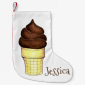ソフトサーブチョコレートスワールアイスクリームコーンデザート スモールクリスマスストッキング (正面)