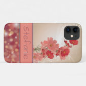 ソフトサーモンの花と夢のようなマルーン(ブロケ) Case-Mate iPhoneケース (裏面(横))