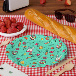 ソフトシアンイースターパターン紙プレート ペーパープレート