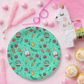 ソフトシアンイースターパターン紙プレート ペーパープレート (パーティー)