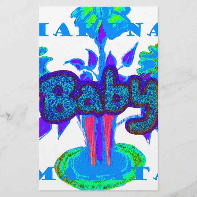 ソフトシアンブルーフラワーアート：ベビーTouch。 (正面)