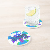 ソフトシアンブルーフラワーアート:ベビーTouch。 コースター (側面)