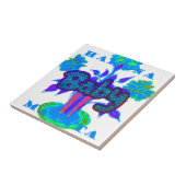 ソフトシアンブルーフラワーアート：ベビーTouch。 タイル (側面)