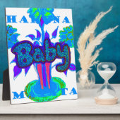 ソフトシアンブルーフラワーアート：ベビーTouch。 フォトプラーク (側面)