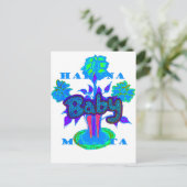 ソフトシアンブルーフラワーアート:ベビーTouch。 ポストカード (スタンド正面)