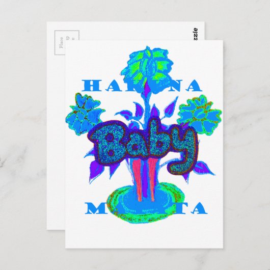 ソフトシアンブルーフラワーアート:ベビーTouch。 ポストカード (正面/裏面)