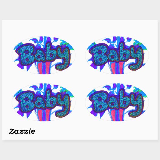 ソフトシアンブルーフラワーアート:ベビーTouch。 楕円形シール (シート)