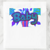 ソフトシアンブルーフラワーアート:ベビーTouch。 長方形シール (バッグ)