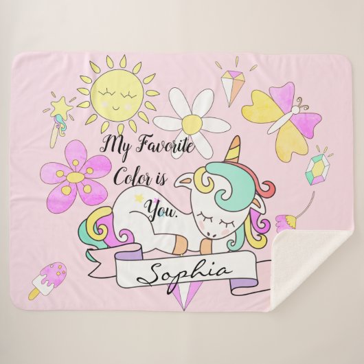 ソフトシェルパスリーピーユニコーンリースネームブランケット シェルパブランケット (正面(横))