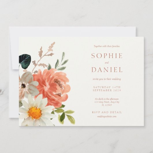 ソフトシックフローラウォーターカラー結婚式招待状 招待状