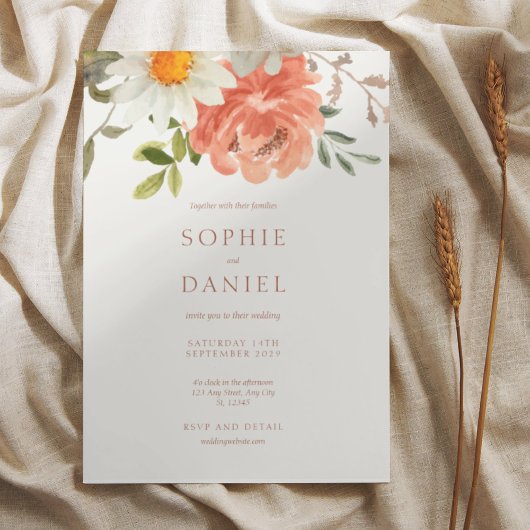 ソフトシックフローラウォーターカラー結婚式招待状 招待状