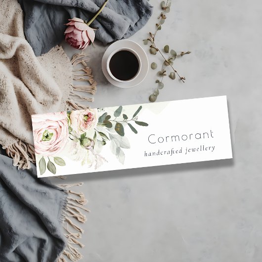 ソフトシック赤面ピンク牡丹リーフ植物フローラ スキニー名刺