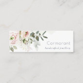 ソフトシック赤面ピンク牡丹リーフ植物フローラ スキニー名刺 (正面)