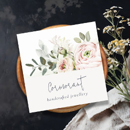 ソフトシック赤面ピンク牡丹リーフ植物フローラ スクエア名刺