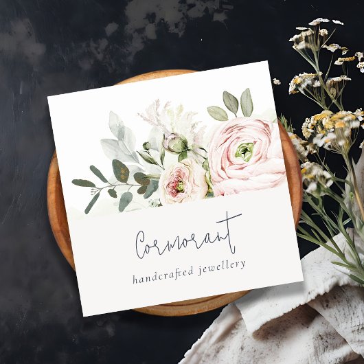 ソフトシック赤面ピンク牡丹リーフ植物フローラ スクエア名刺