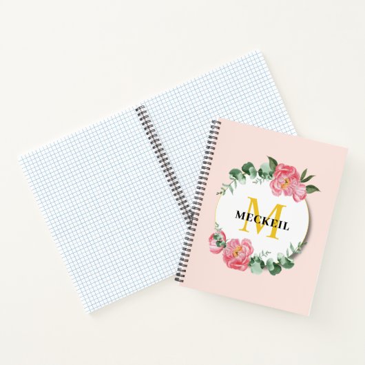 ソフトシック赤面ピンク牡丹リーフ植物フローラ ノートブック (内部)