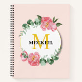 ソフトシック赤面ピンク牡丹リーフ植物フローラ ノートブック (正面)