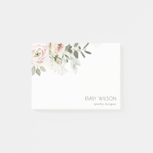 ソフトシック赤面ピンク牡丹リーフ植物フローラ ポストイット (正面)