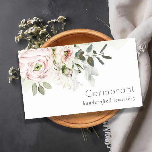 ソフトシック赤面ピンク牡丹リーフ植物フローラ 名刺