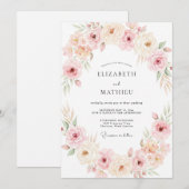 ソフトシャンパンアプリコット芍薬の結婚式 招待状 (正面/裏面)