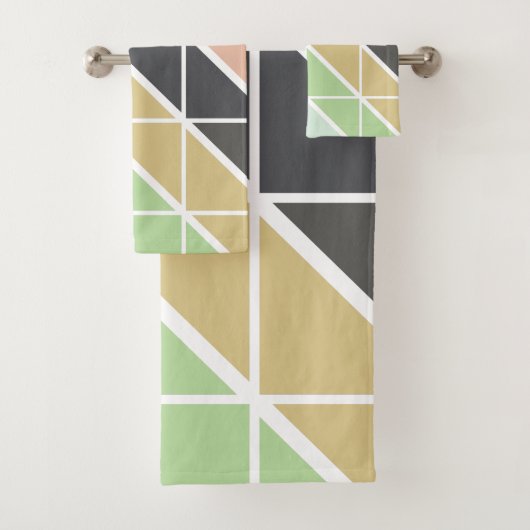 ソフトシンプルアモダン・トーンの三角形パターン バスタオルセット (インサイチュ)