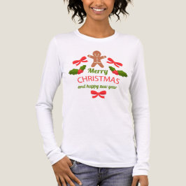 ソフトジンジャーブレッドファミリークリスマスロングスリーブUSA トライブレンドTシャツ