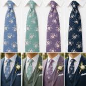 ソフトスカイブルー白花柄 ネクタイ